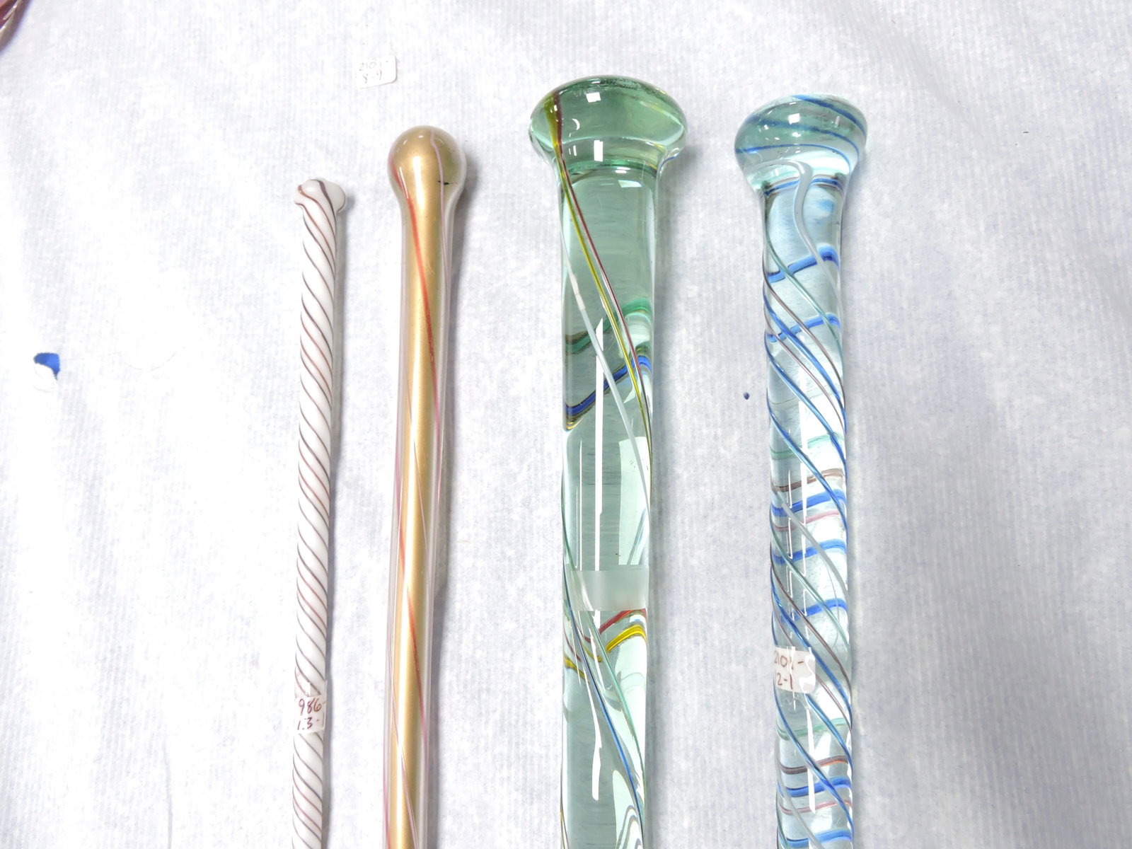 Lot of 4 glass canes, 33" to 48" (1 of 2)
