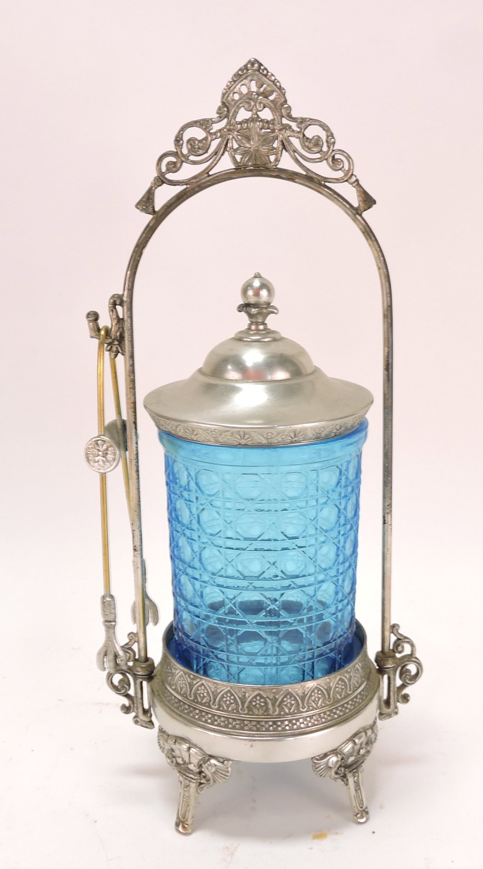 Sapphire blue glass pickle castor, (1 of 1)