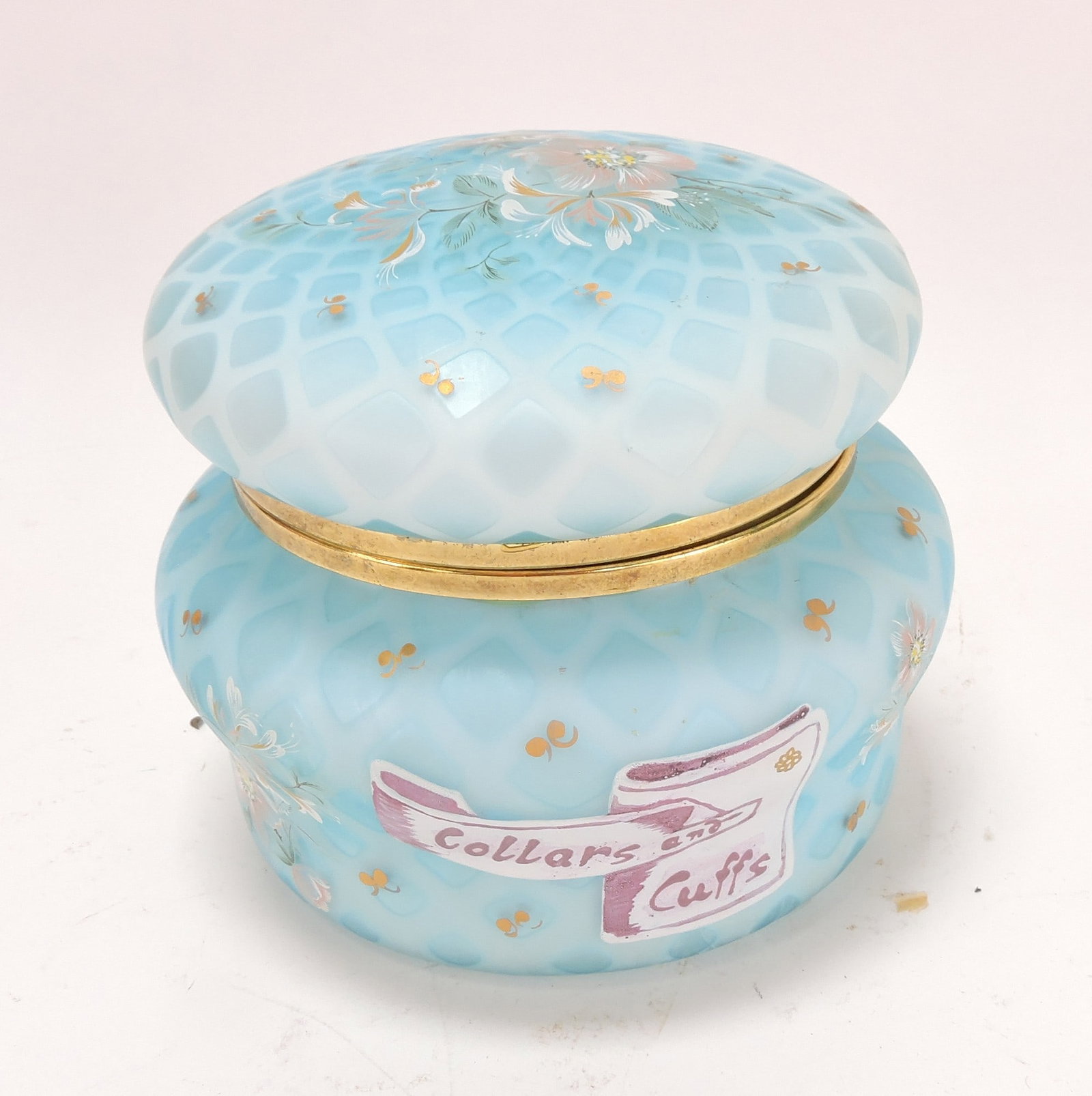 Blue satin diamond quilted floral (1 of 3)
