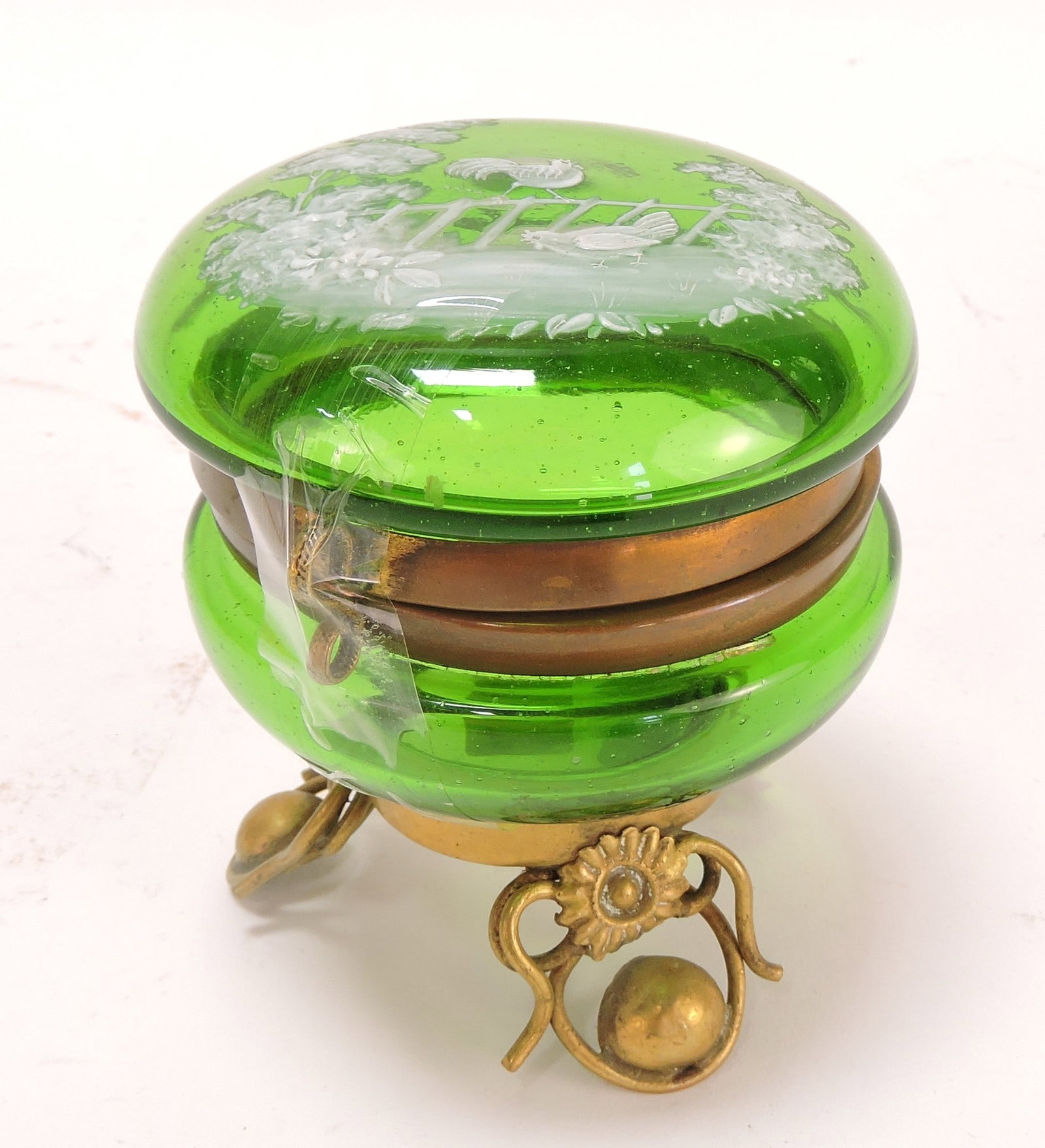 Emerald green dresser jar with (1 of 2)