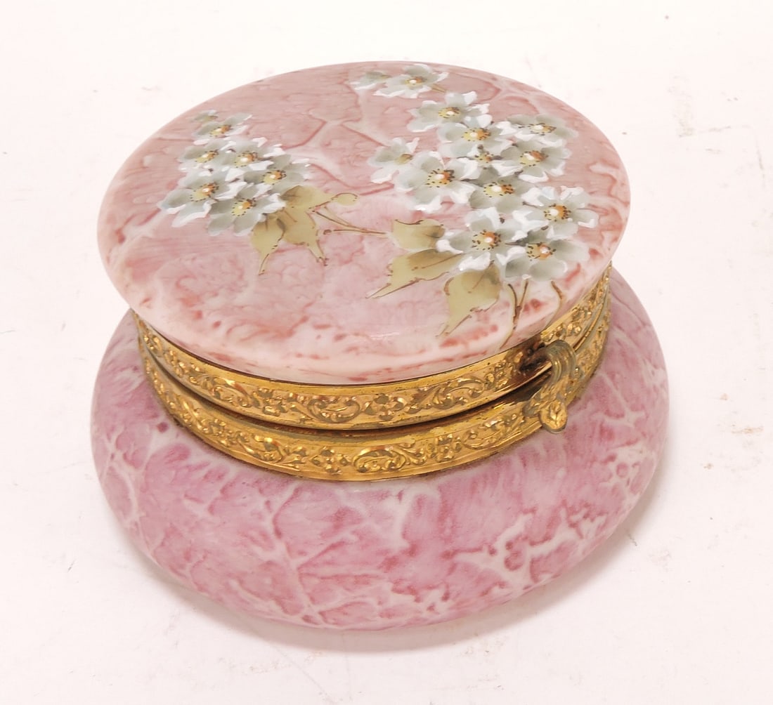 Kelva floral decorated pink dresser box, (1 of 1)