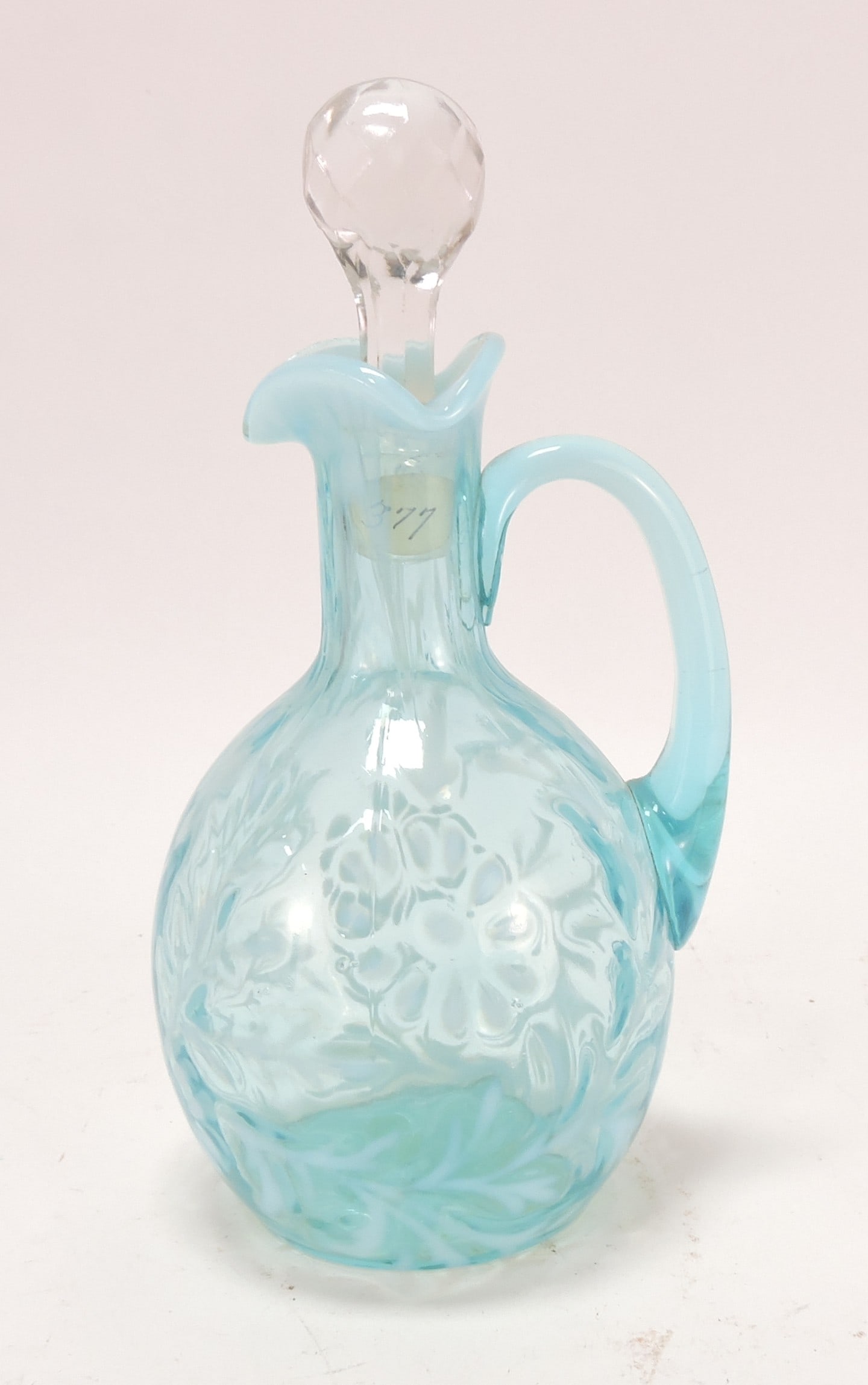 Blue opalescent daisy and fern cruet, (1 of 1)