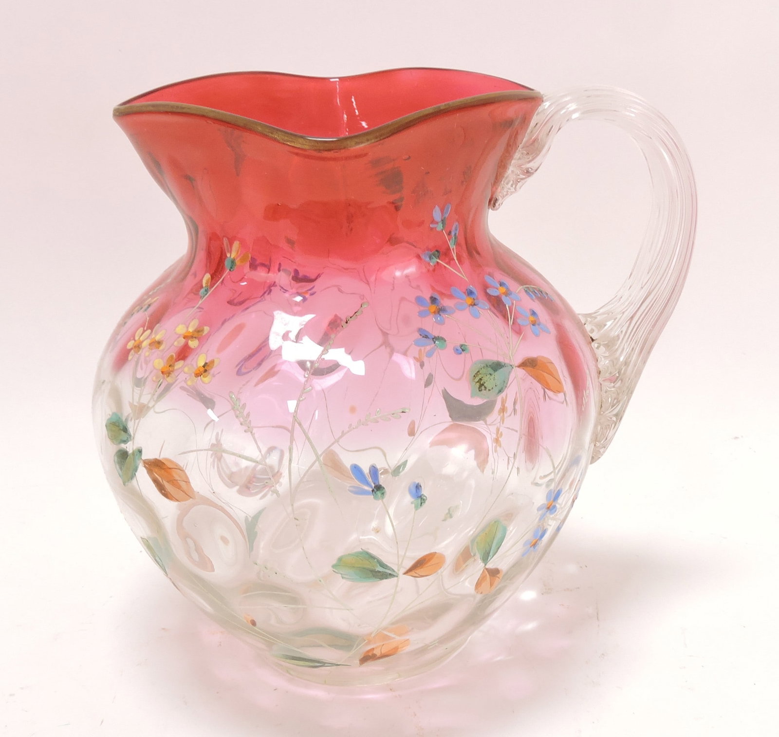 Rubina floral enameled 8" pitcher: .