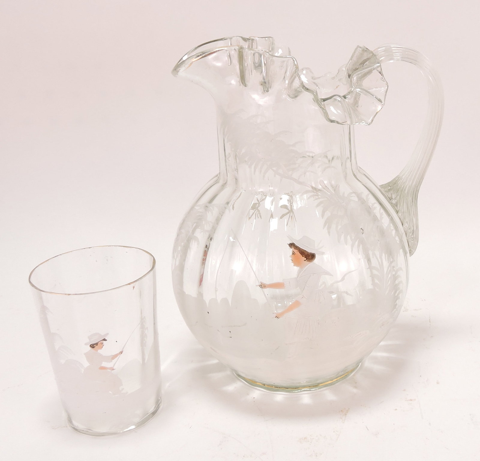Mary Gregory pitcher and tumbler (1 of 1)