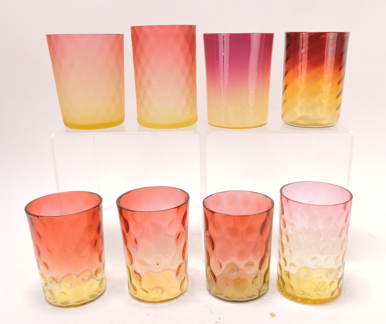 Amberina lot of 8 tumblers (minor (1 of 1)