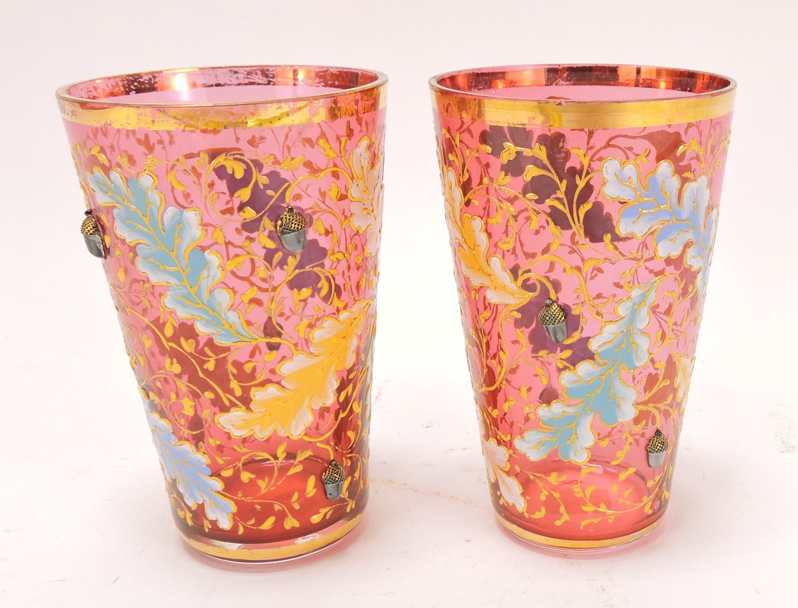 Moser cranberry enameled pair of (1 of 1)