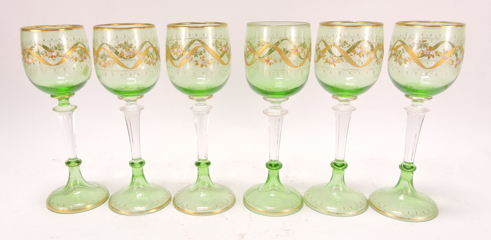 Moser green set of 6 - 7 1/4" wine (1 of 1)