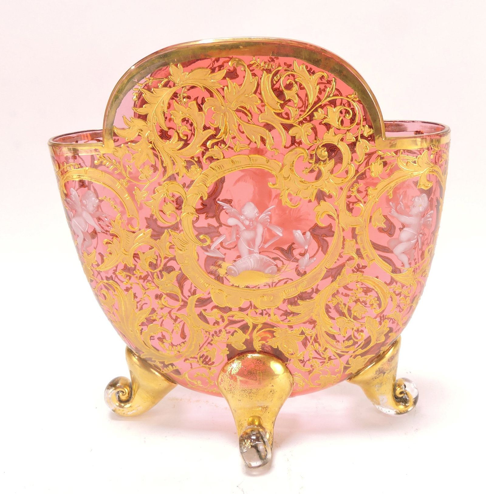 Moser cranberry pillow vase with (1 of 2)