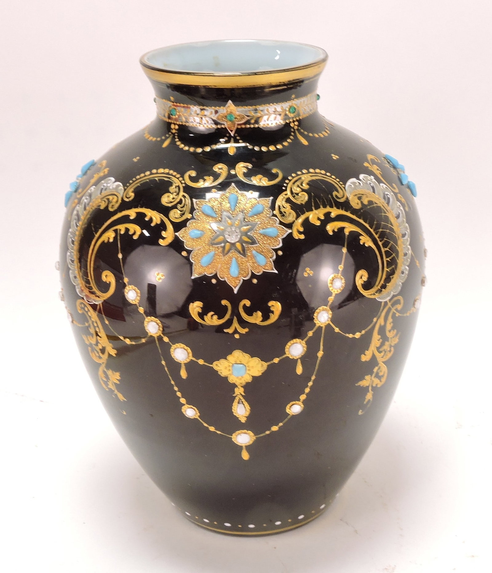 Ornate Bohemian style black art glass (1 of 2)