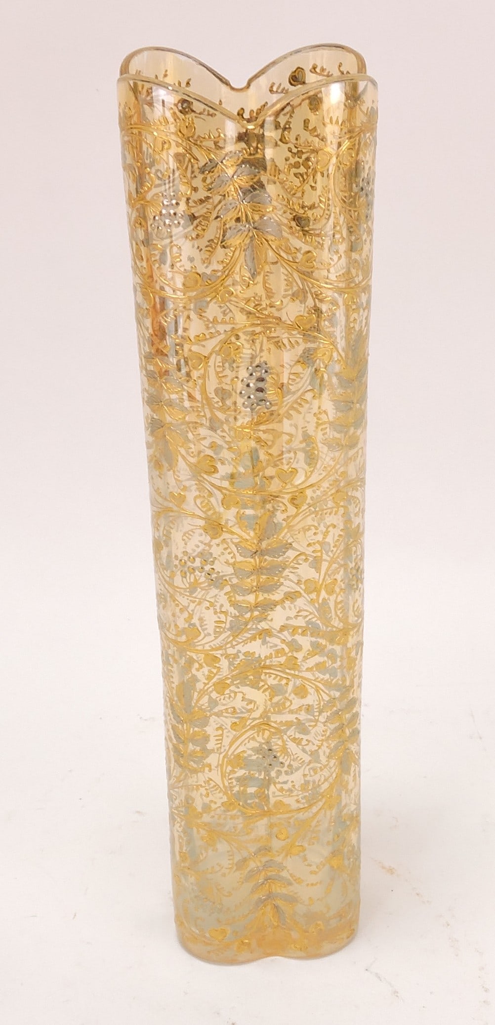 Moser 9" vase with heavy gold enamel: .