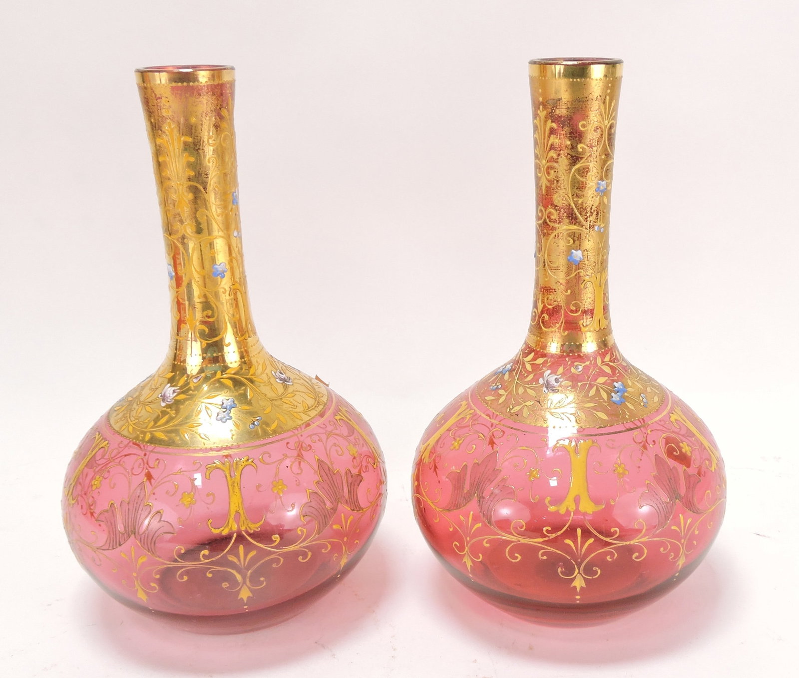Moser cranberry enameled pair of (1 of 1)