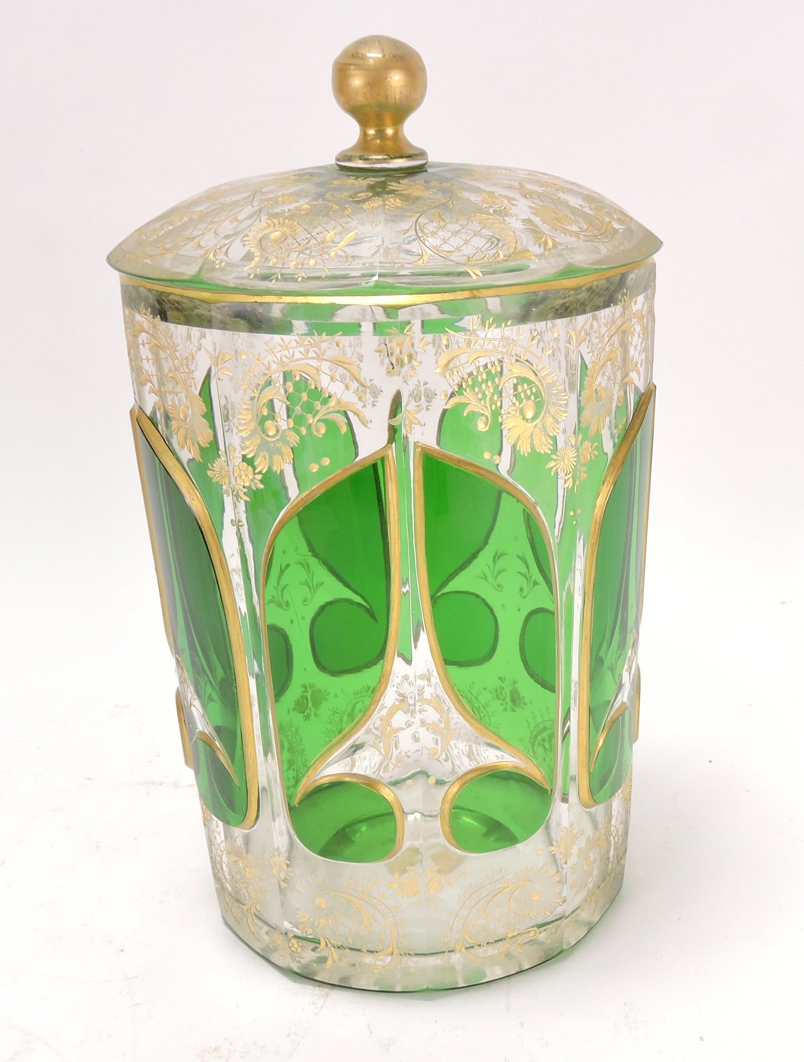 Moser green covered jar with heavy (1 of 2)