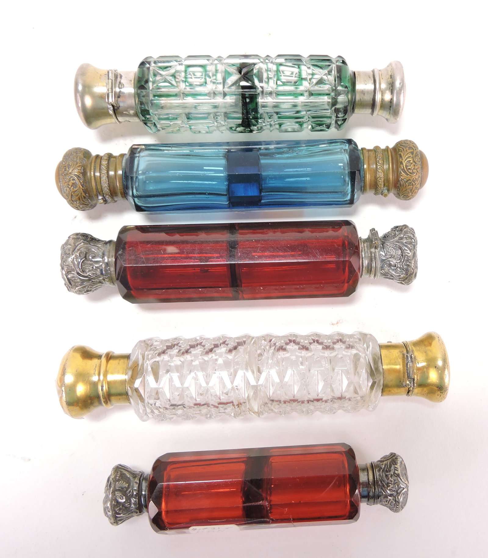 Victorian lot of 5 double end perfume (1 of 1)