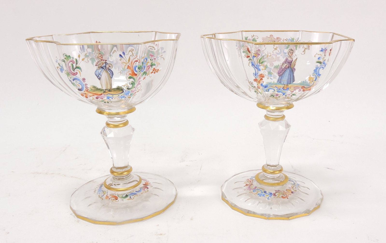 Rare Lobmeyr pair of enameled (1 of 2)