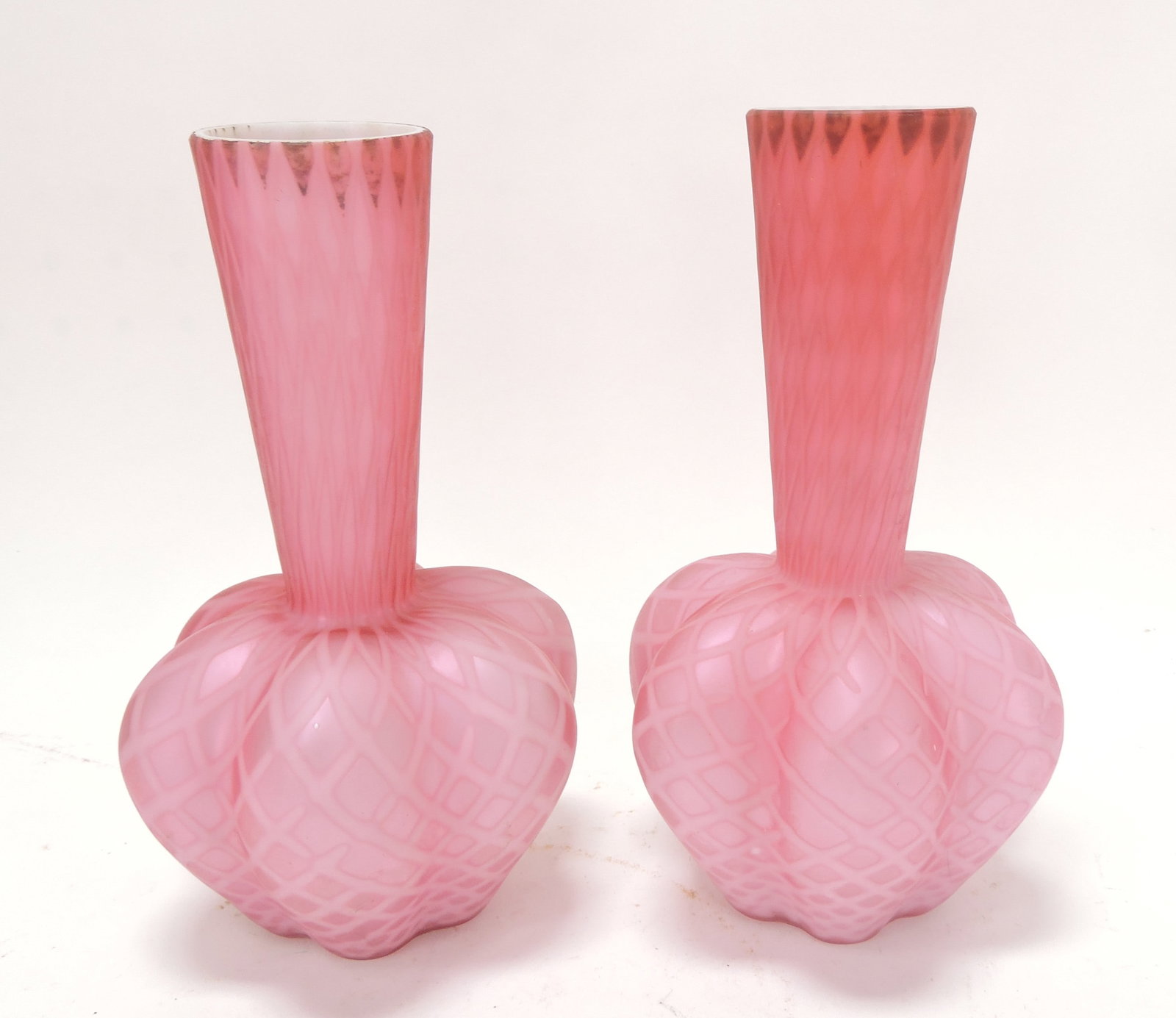MOP pink satin diamond quilted pair of (1 of 1)