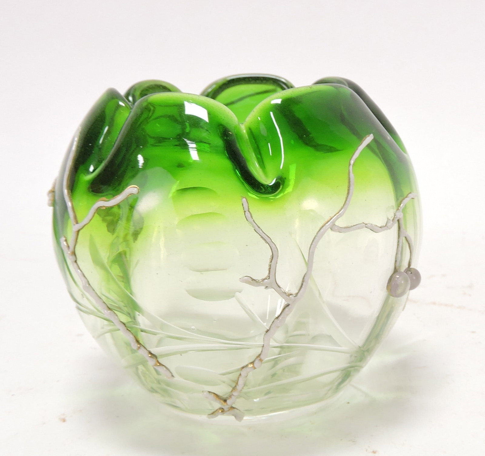 Moser Intaglio rose bowl, 3": .