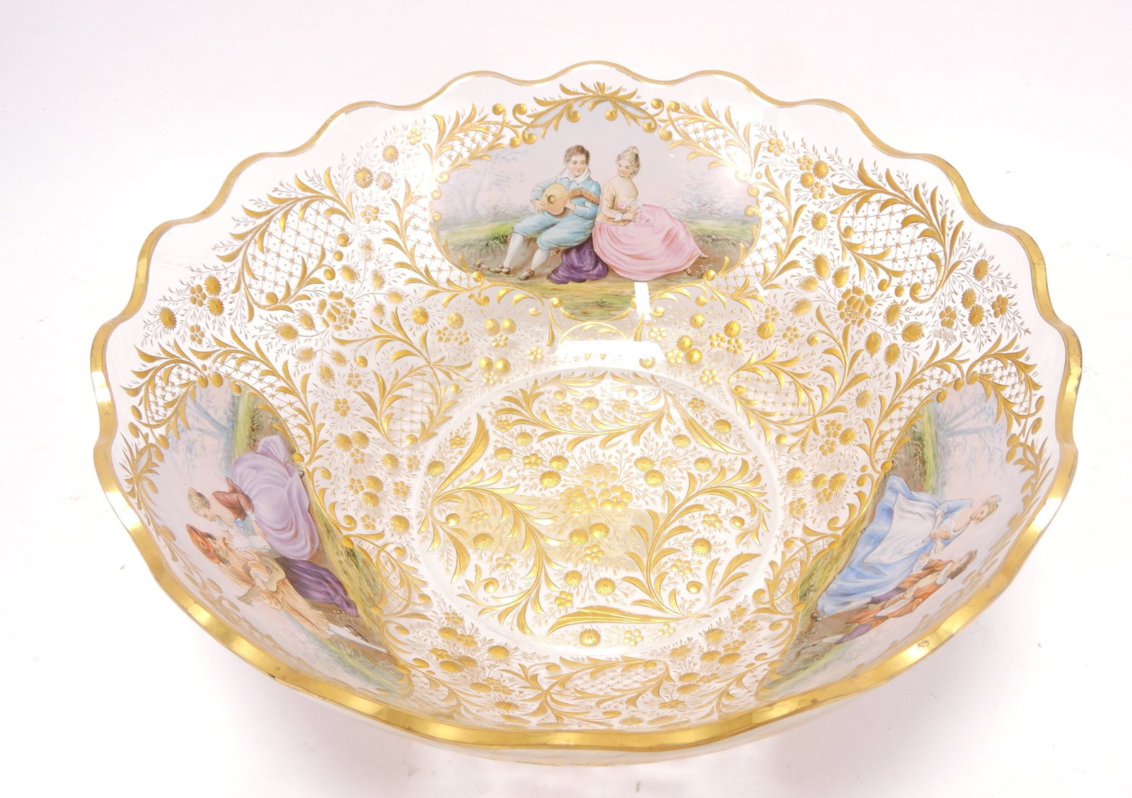 Moser cut glass bowl with heavy gold (1 of 5)
