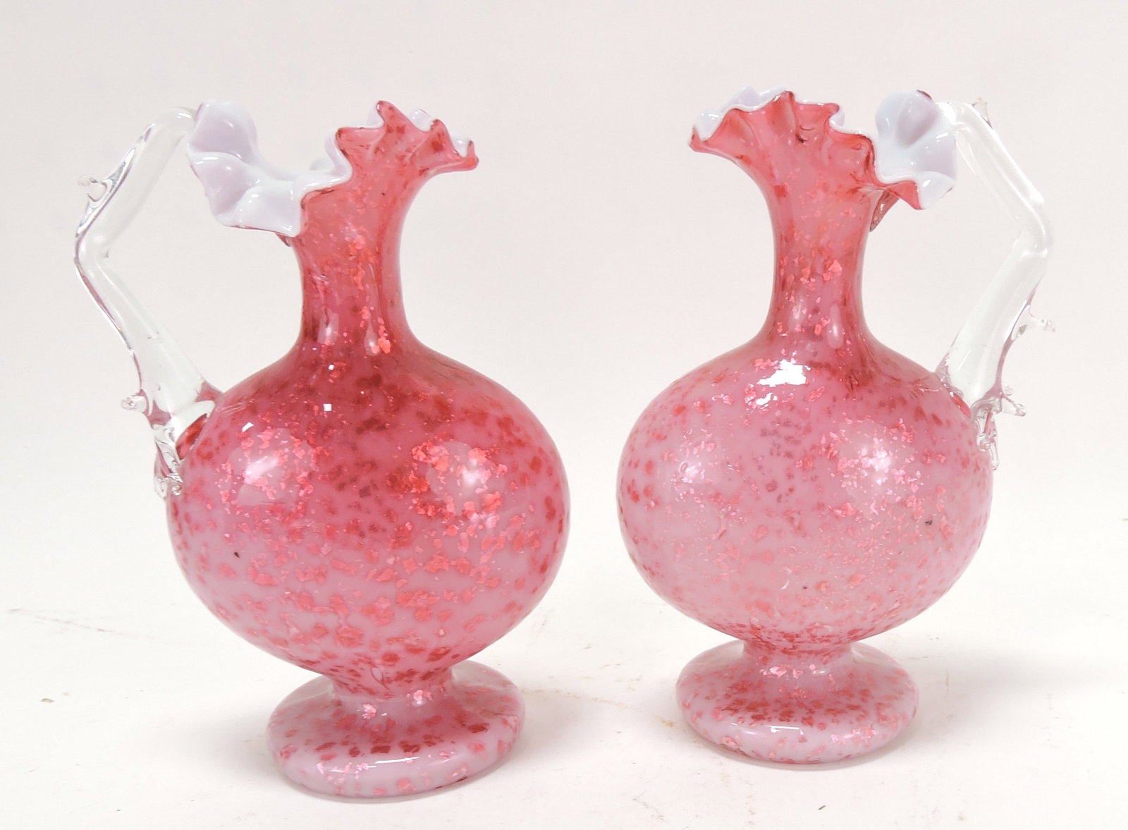 Cranberry Vasa Murrhina pair of (1 of 1)