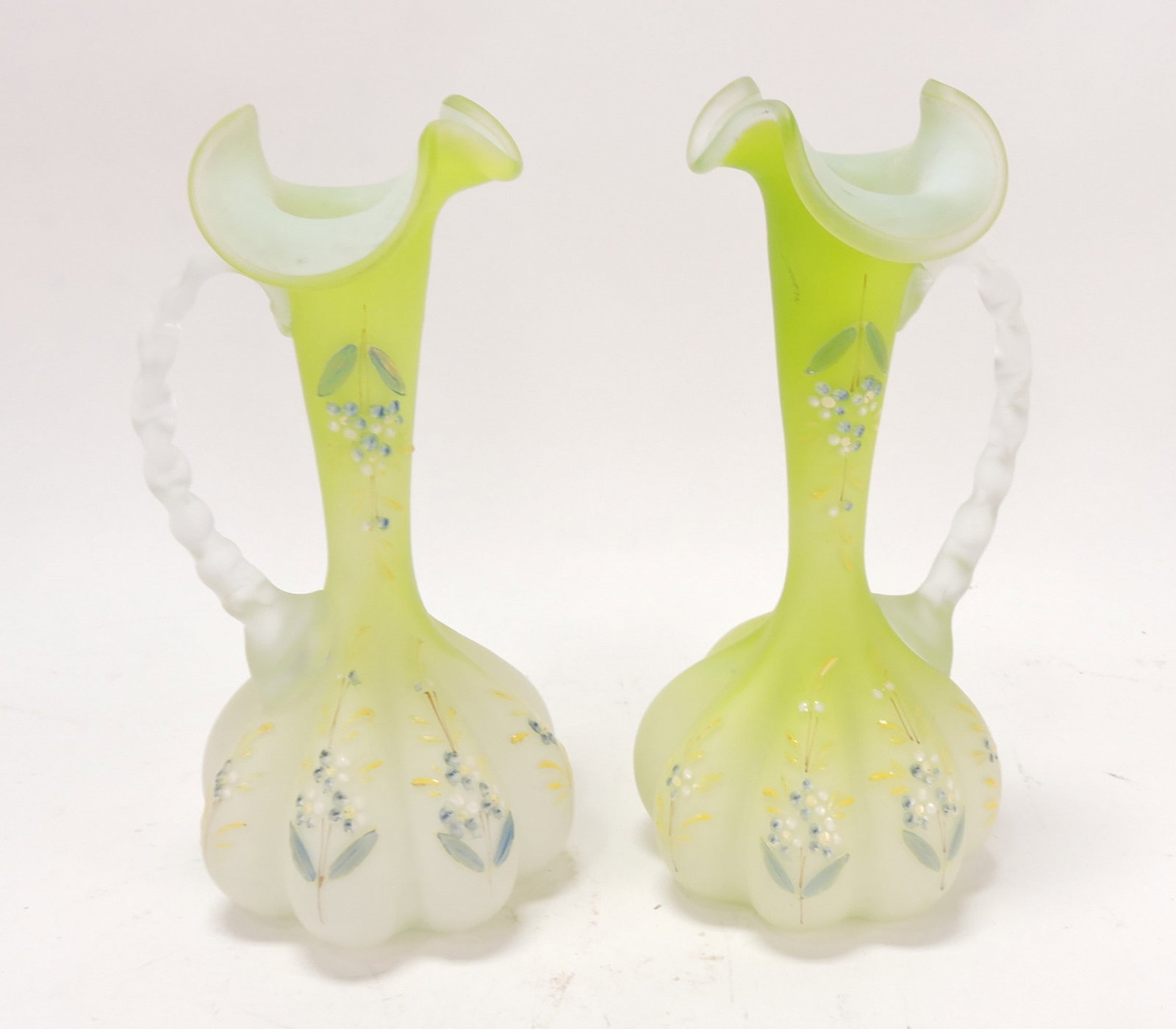 Yellow satin glass floral enamel (1 of 1)