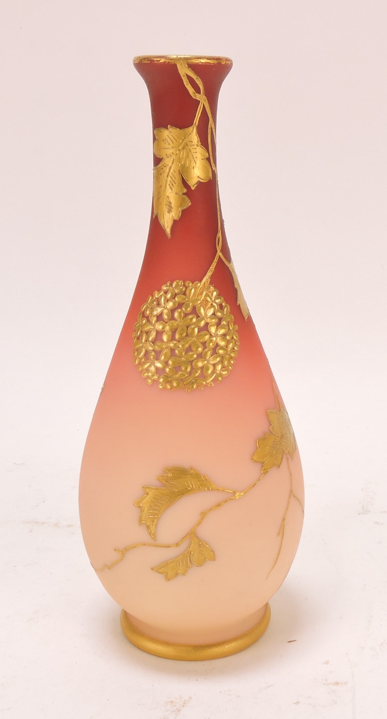 Webb peachblow 6" vase with gold (1 of 2)