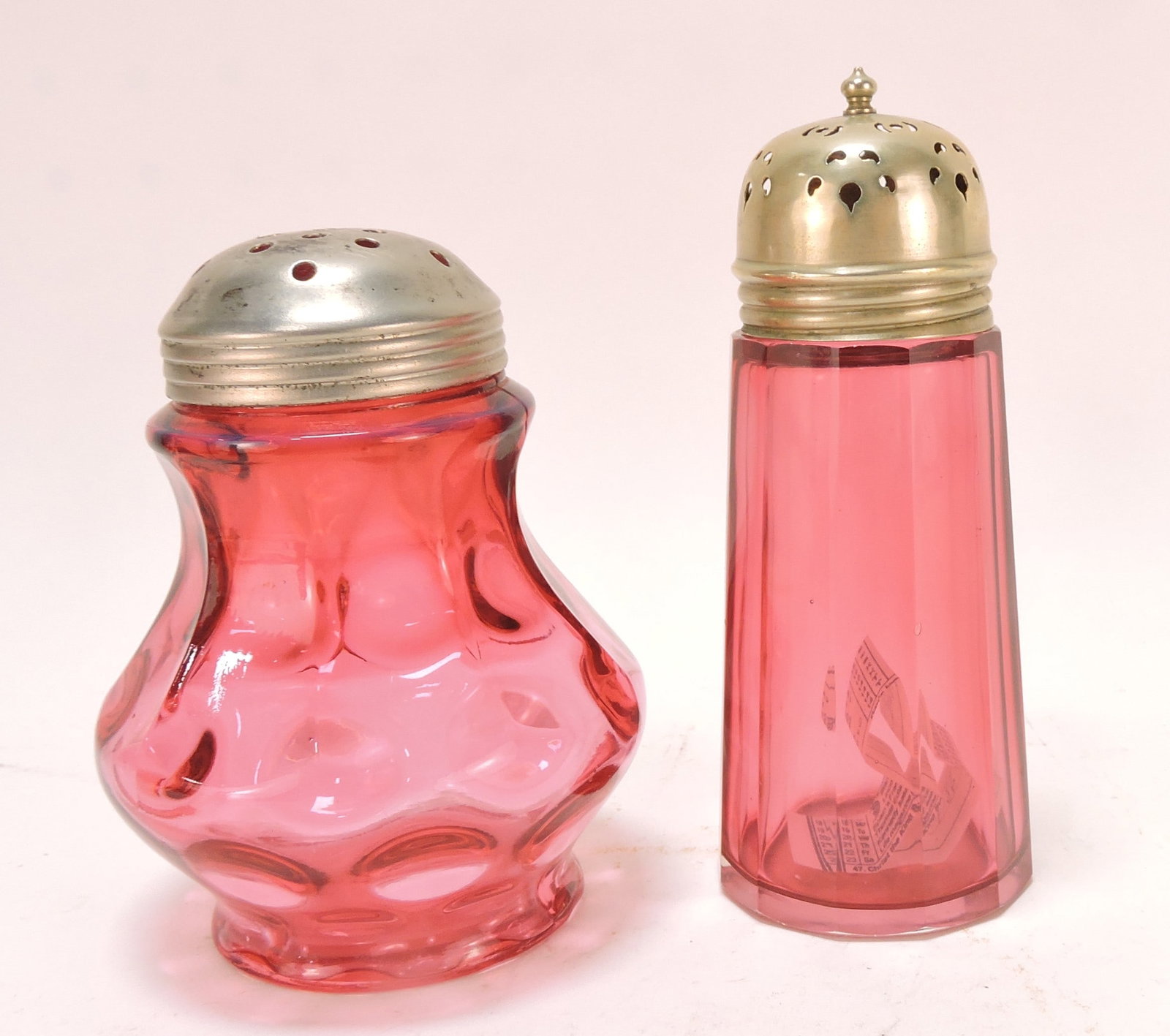 Cranberry lot of 2 sugar shakers: .