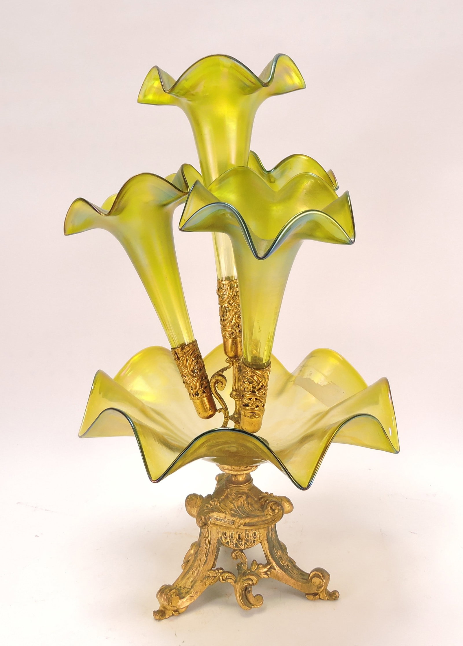 Loetz (attributed) green iridescent (1 of 2)