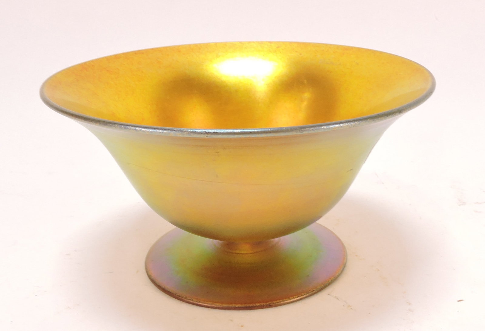 Steuben gold Aurene footed compote, (1 of 2)