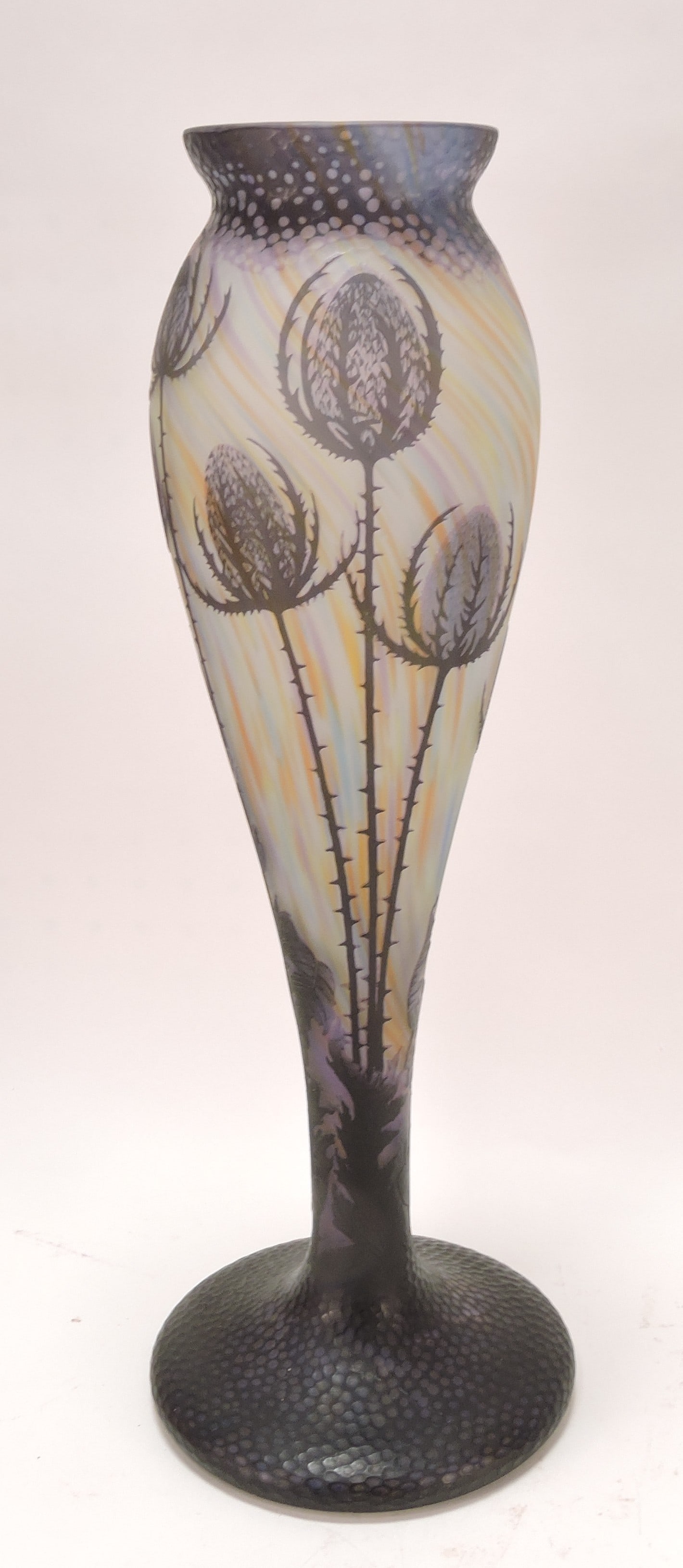 Daum Nancy French cameo art glass: 20" vase
