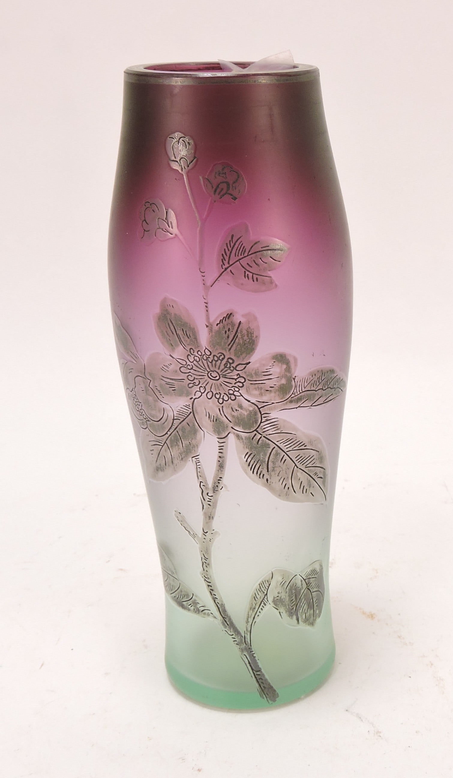 Purple satin glass 6" vase with (1 of 1)