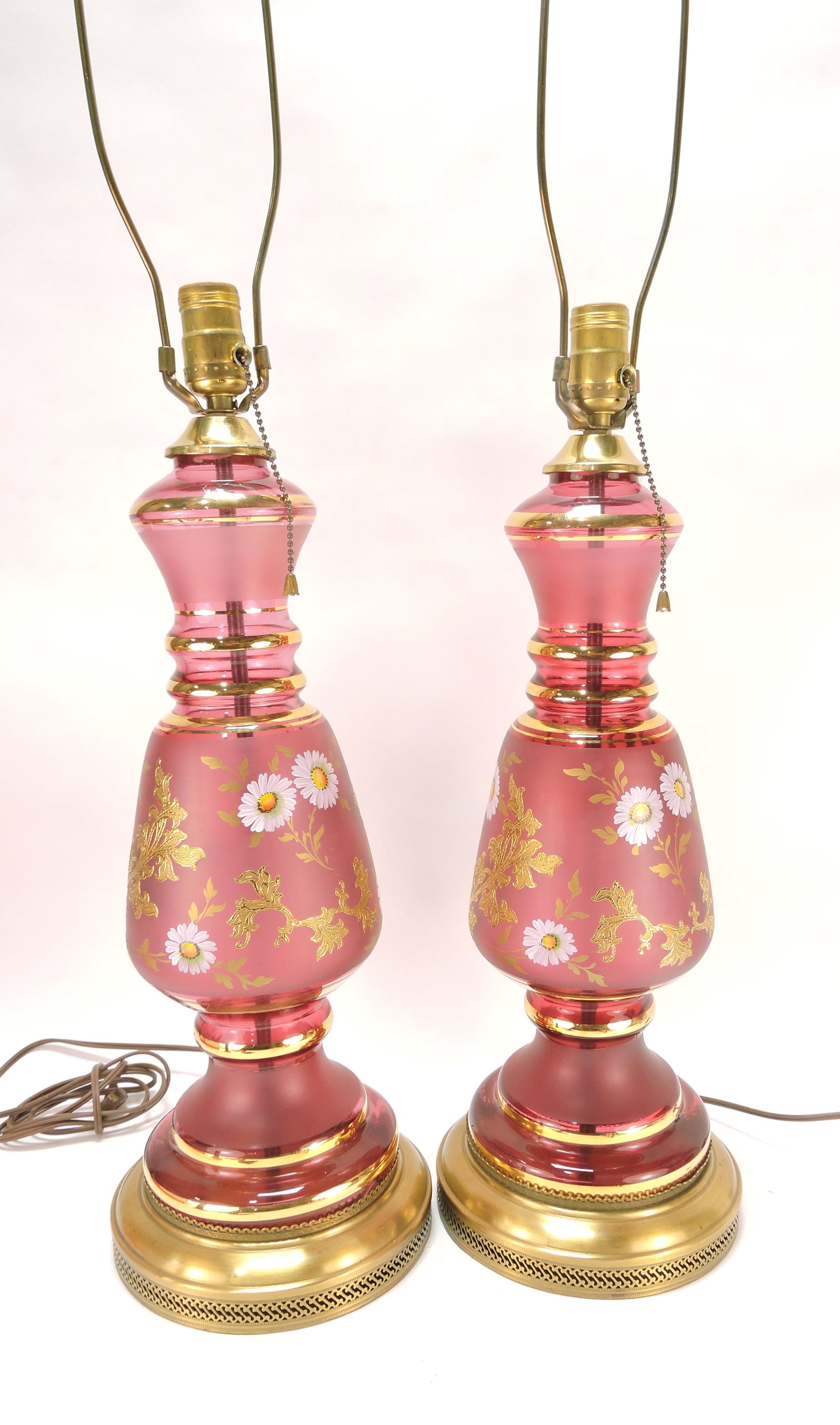 Bohemian cranberry enameled pair (1 of 1)