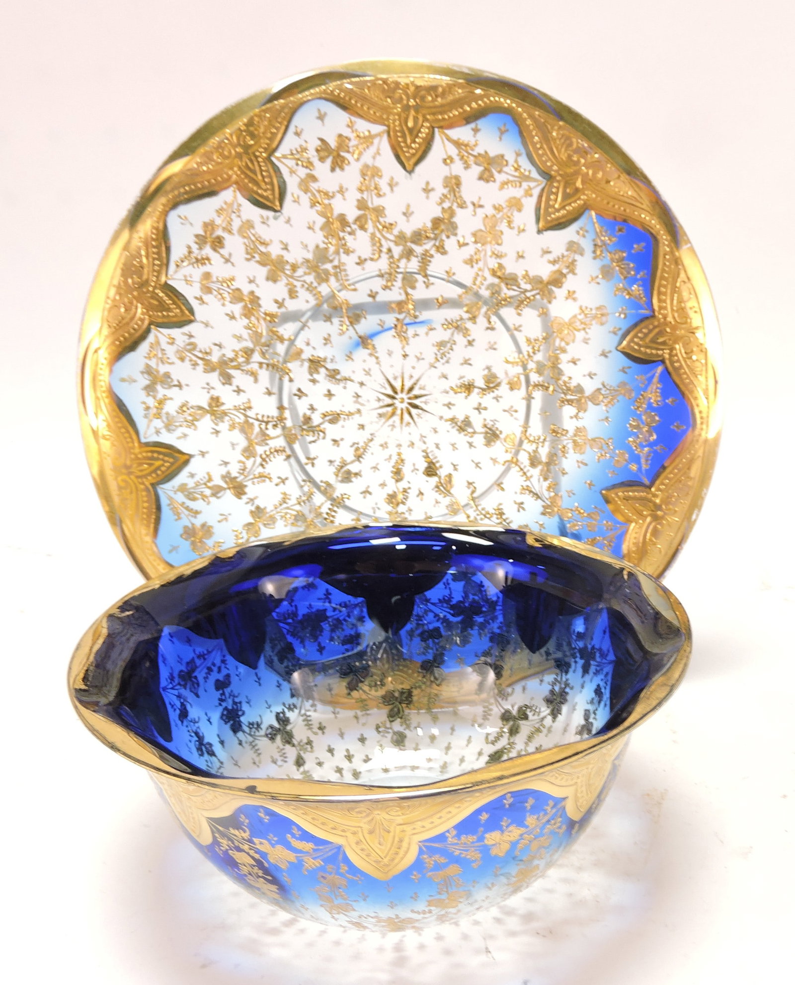 Moser cobalt bowl and stand with (1 of 1)