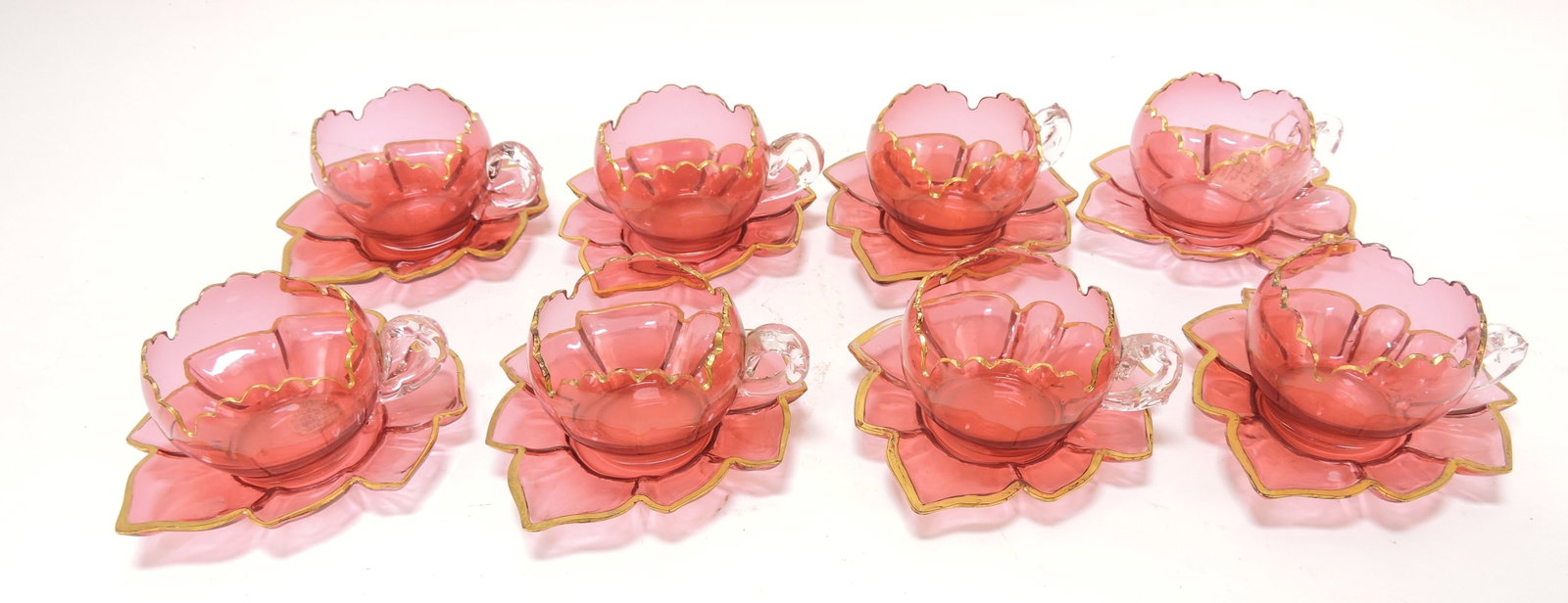 Cranberry glass set of 8 rosebud cups (1 of 2)
