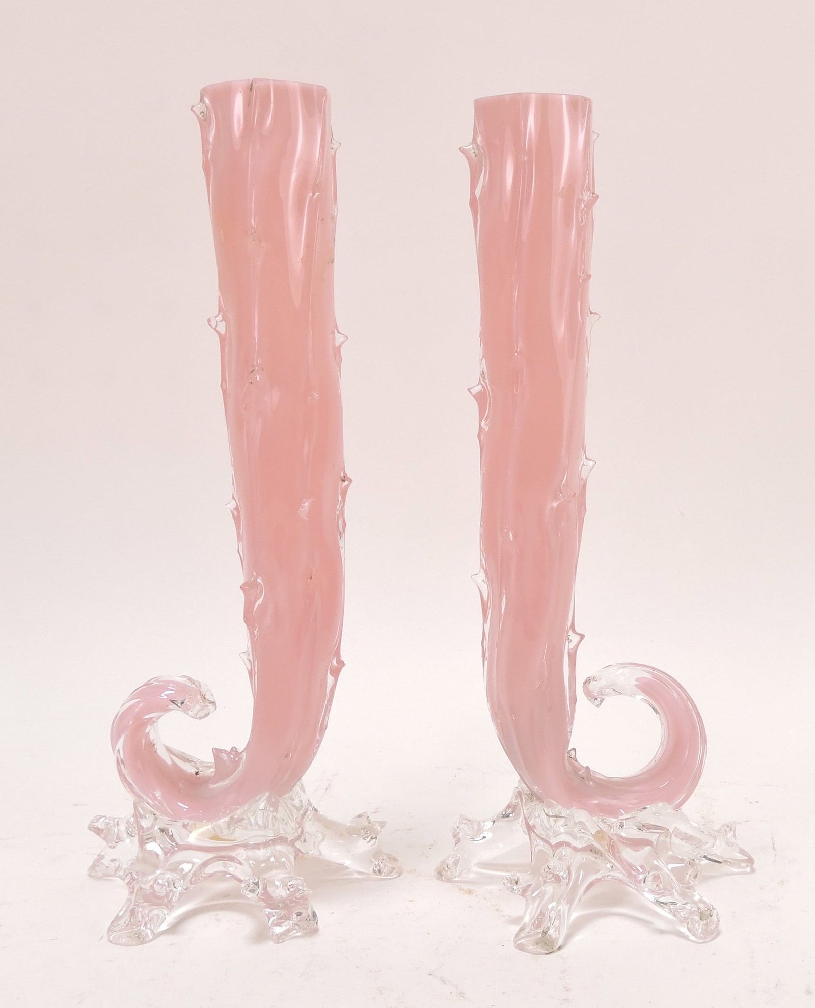 Stevens & Williams pair of pink/clear (1 of 1)