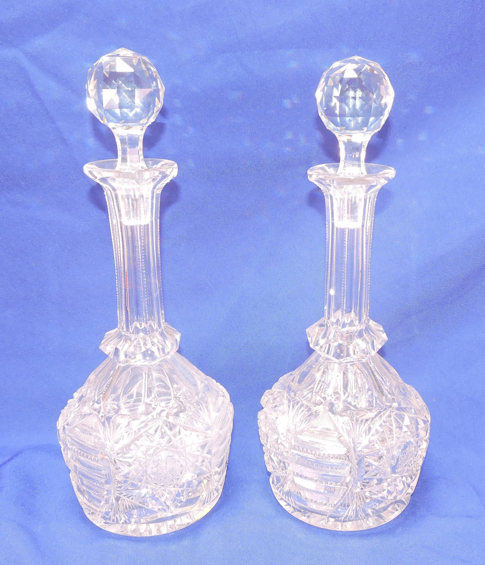 Cut glass pair of 14" decanters, (1 of 1)