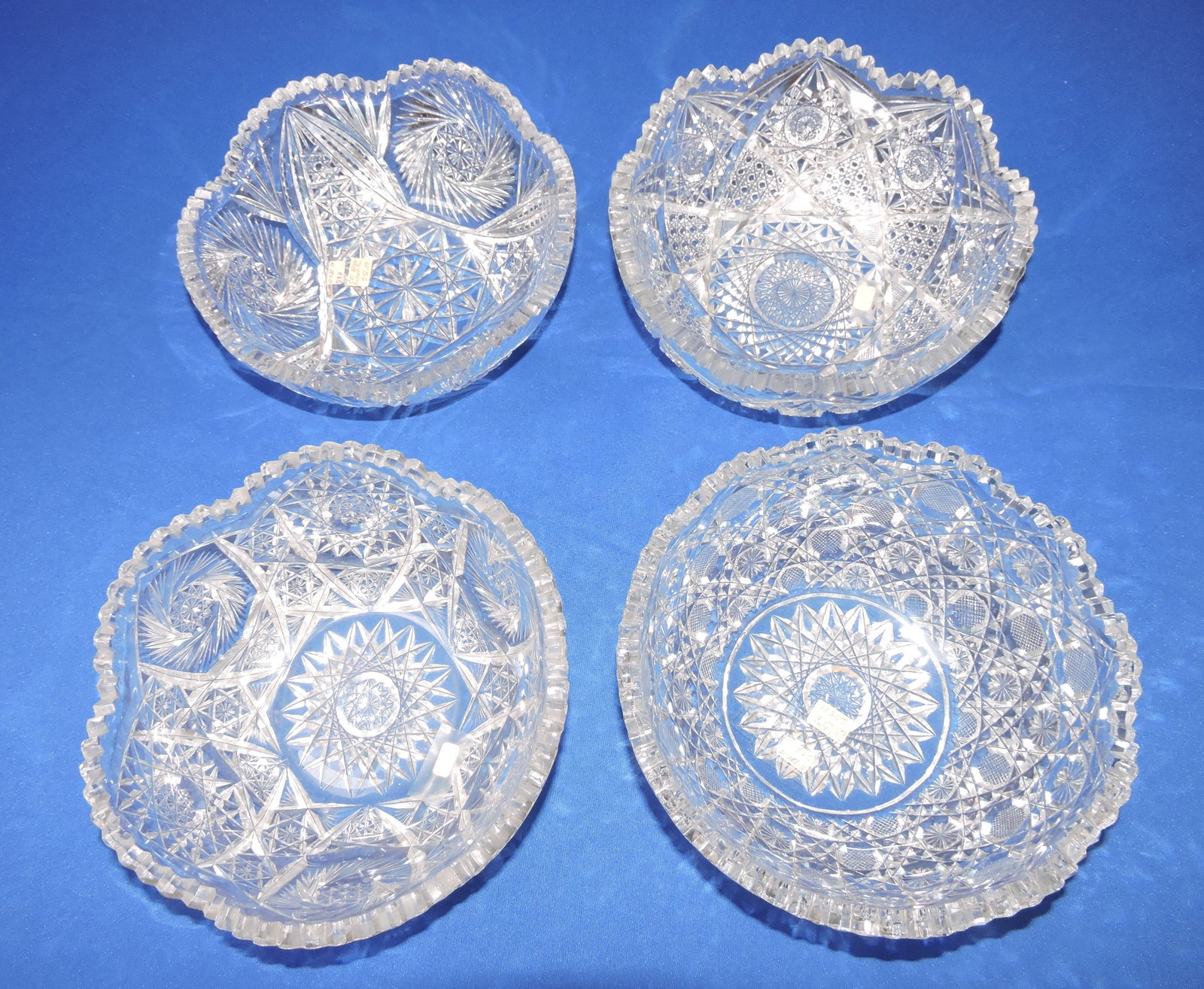 Cut glass lot of 4 deep bowls, 8": .