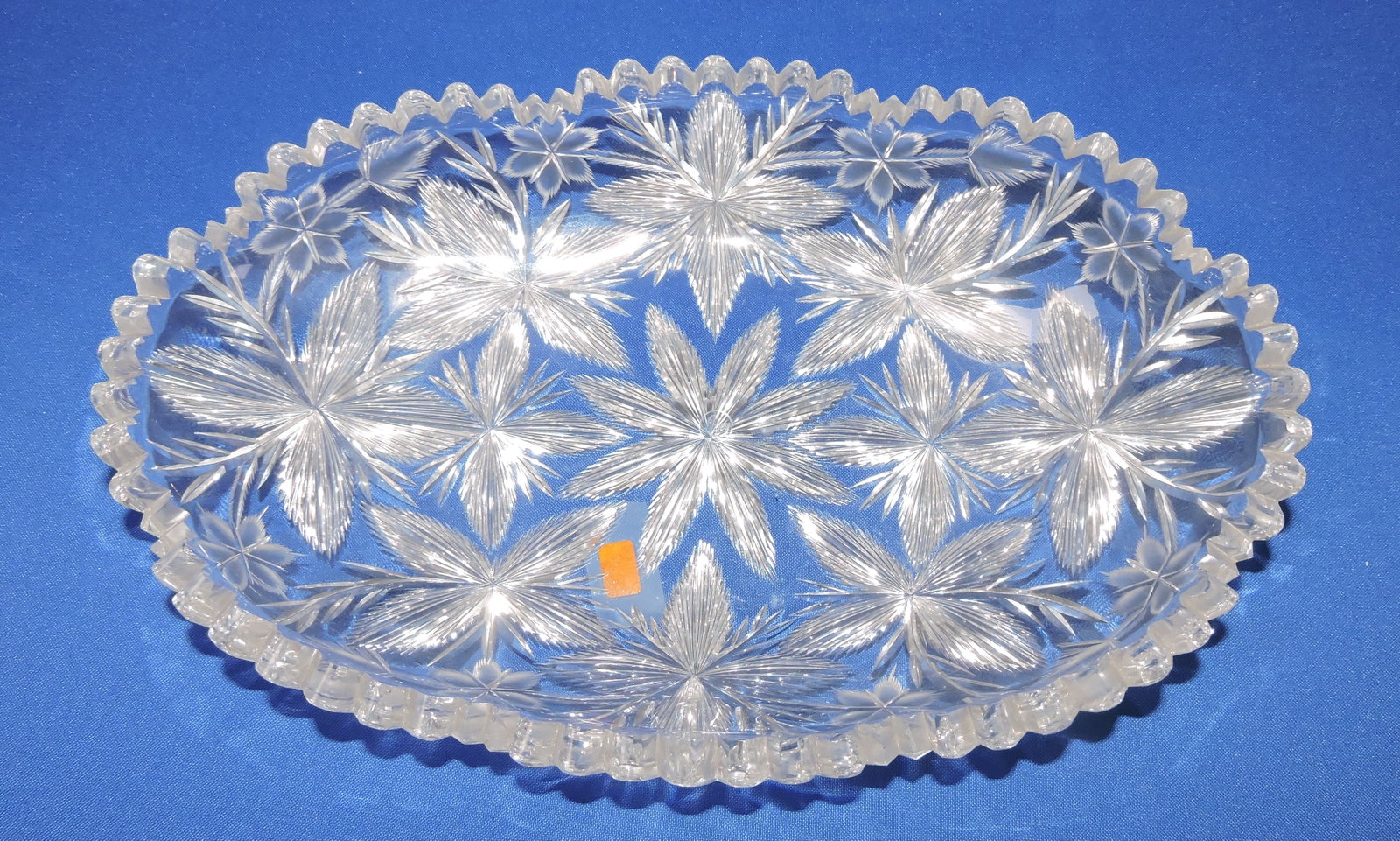 Libbey cut glass signed oval bowl,: 11 1/2" x 8"