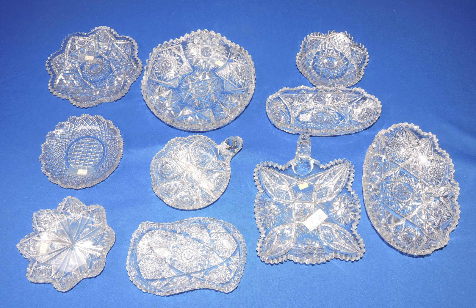 Cut glass lot of 10 trays & nappies, (1 of 1)