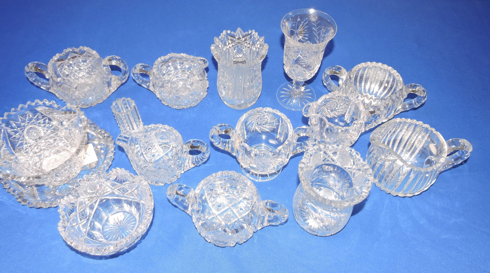 Cut glass lot of creamers, sugars, (1 of 1)