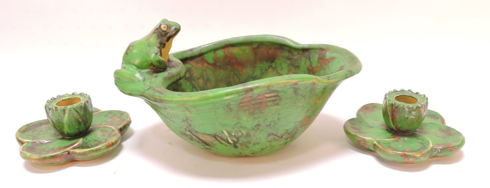 Weller Pottery 'Coppertone' frog bowl and (1 of 2)