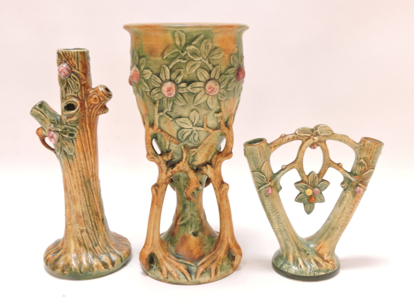 Weller Pottery 'Woodcraft' lot of 3 vases, (1 of 1)