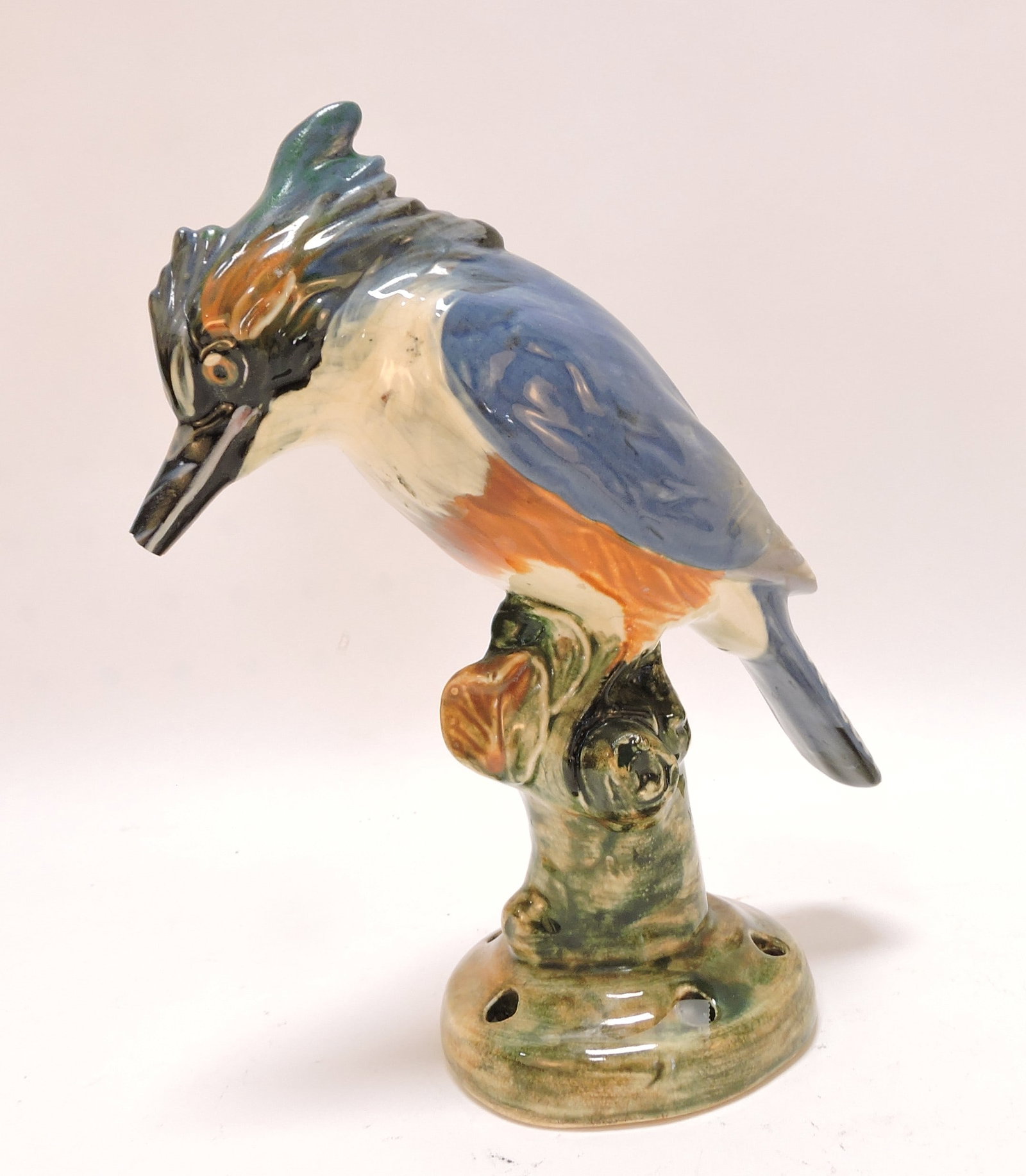 Weller Pottery 'Brighton' kingfisher flower (1 of 1)