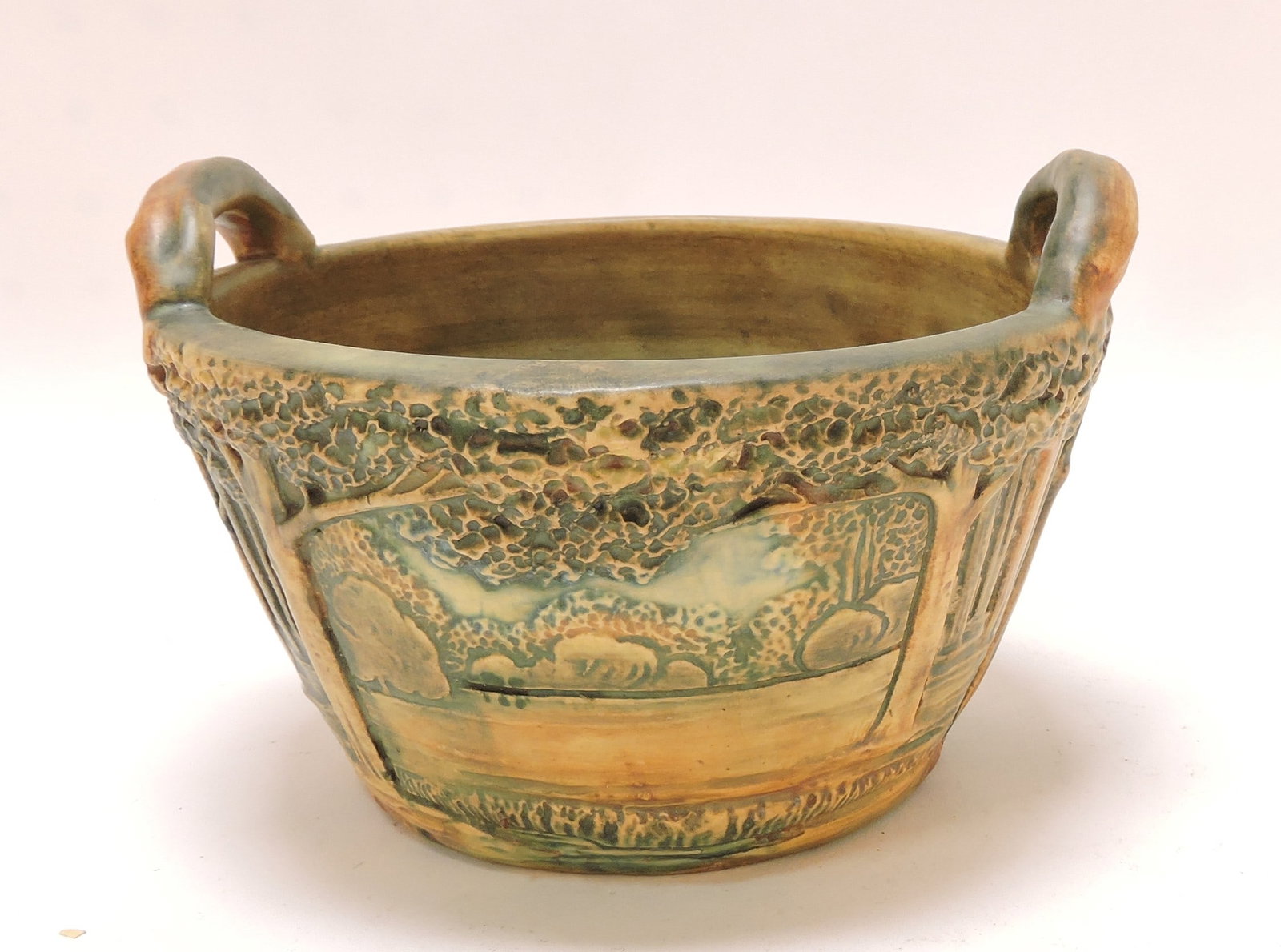 Weller Pottery Forest jardiniere, 6 1/2"w: .