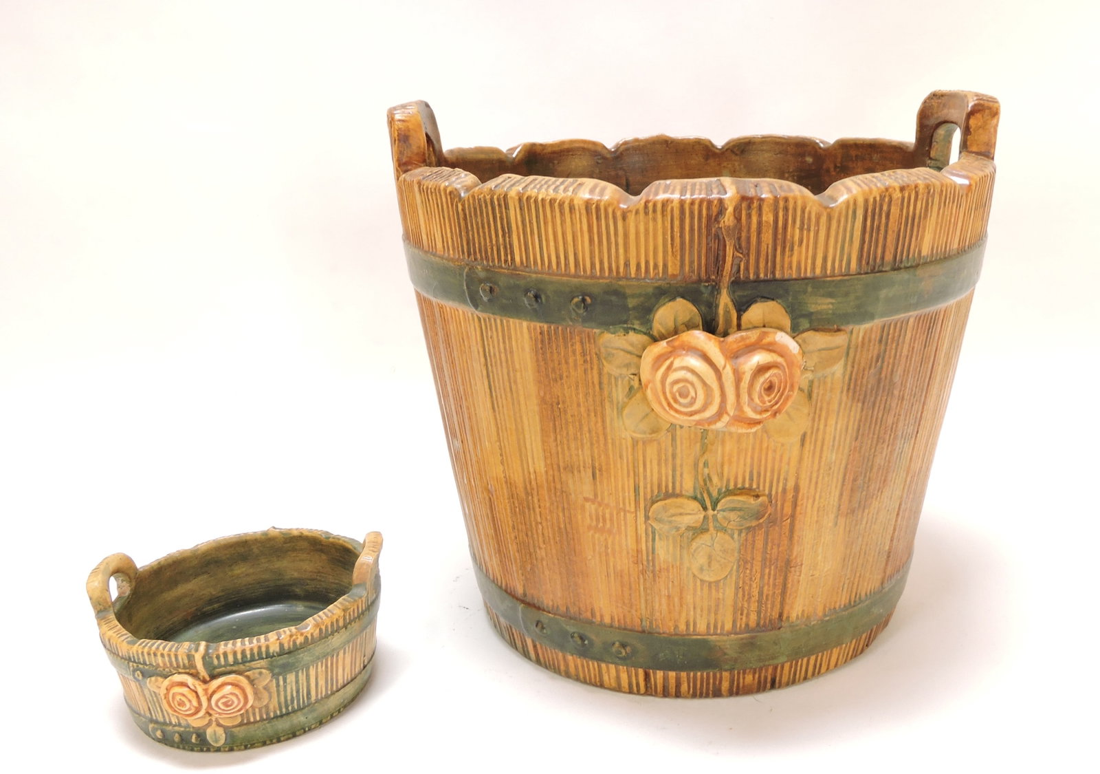 Weller Pottery Woodrose small tub, (1 of 1)