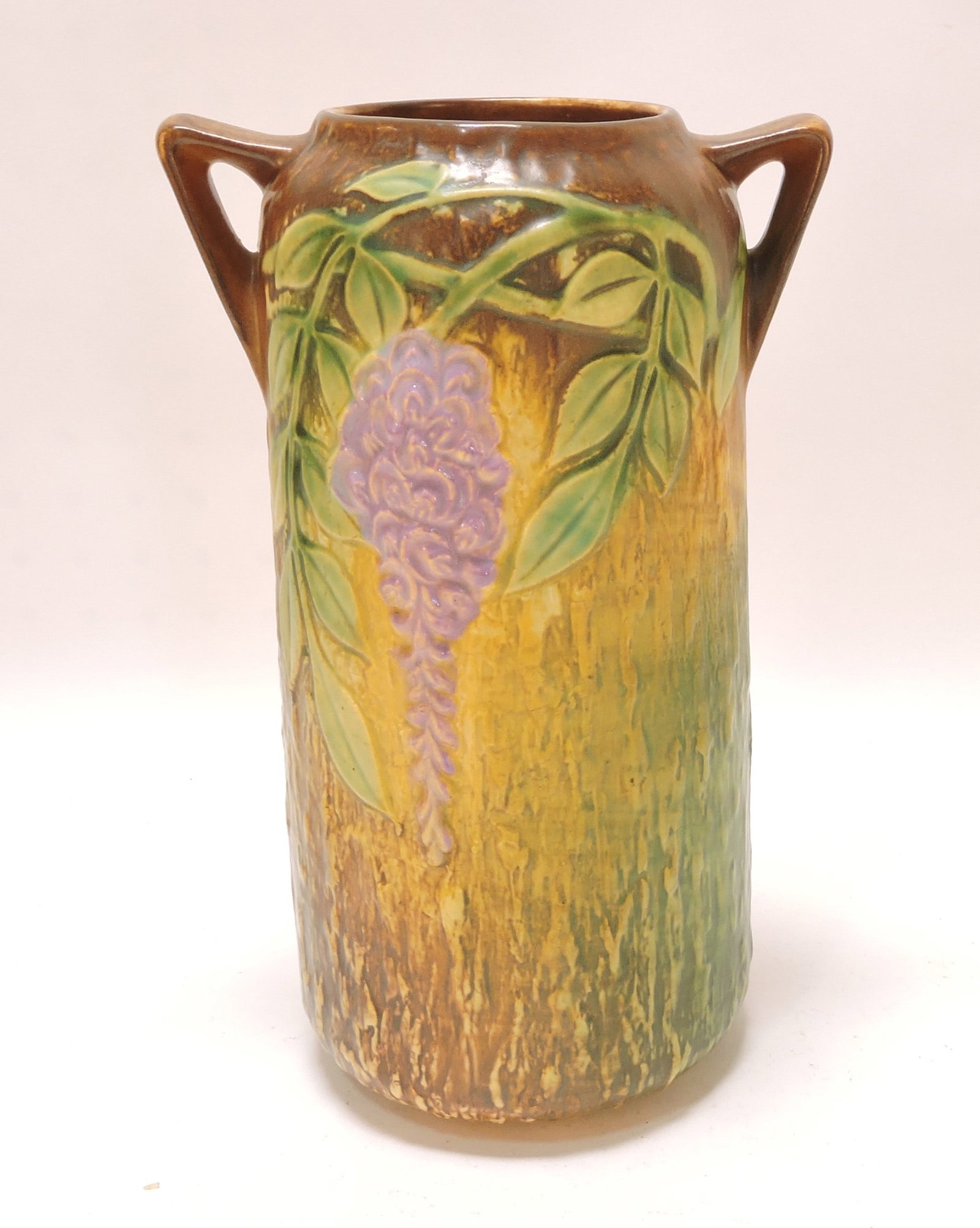 Roseville Wisteria 10" vase with paper (1 of 3)