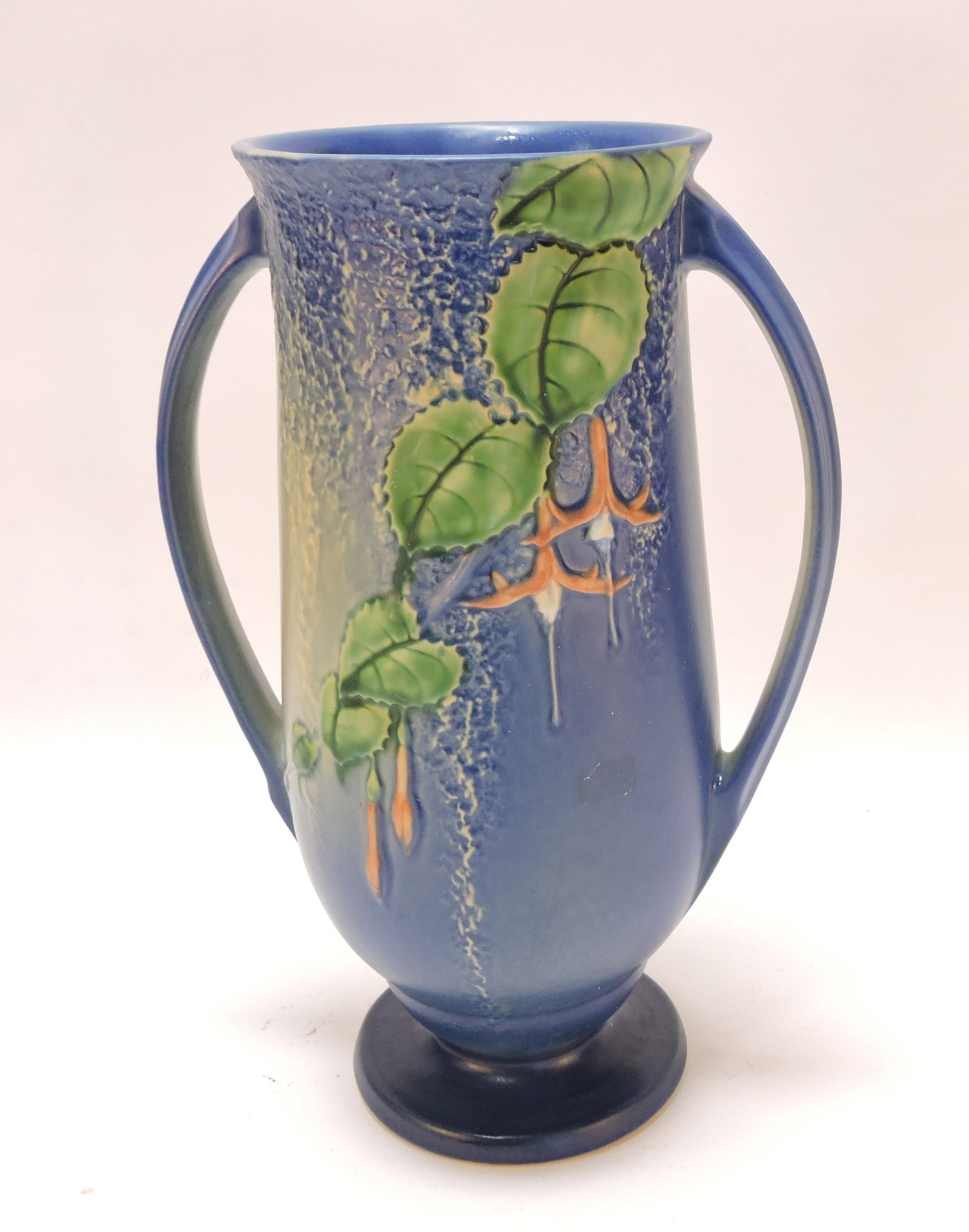 Roseville Fuchsia blue 12" vase, (1 of 2)