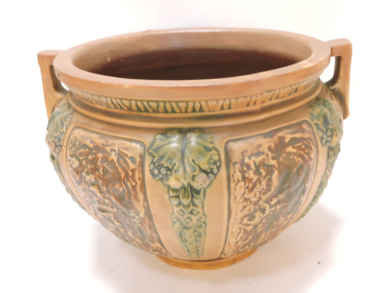 Roseville Florentine jardiniere, rim repair, (1 of 1)