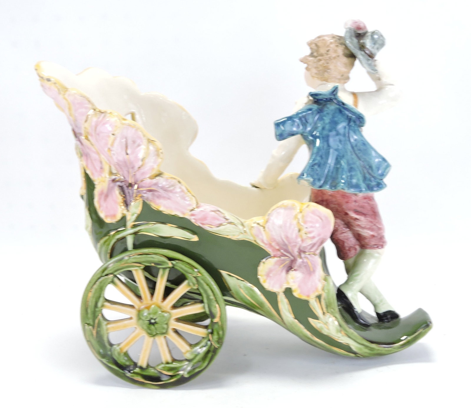Continental majolica table center with - 2