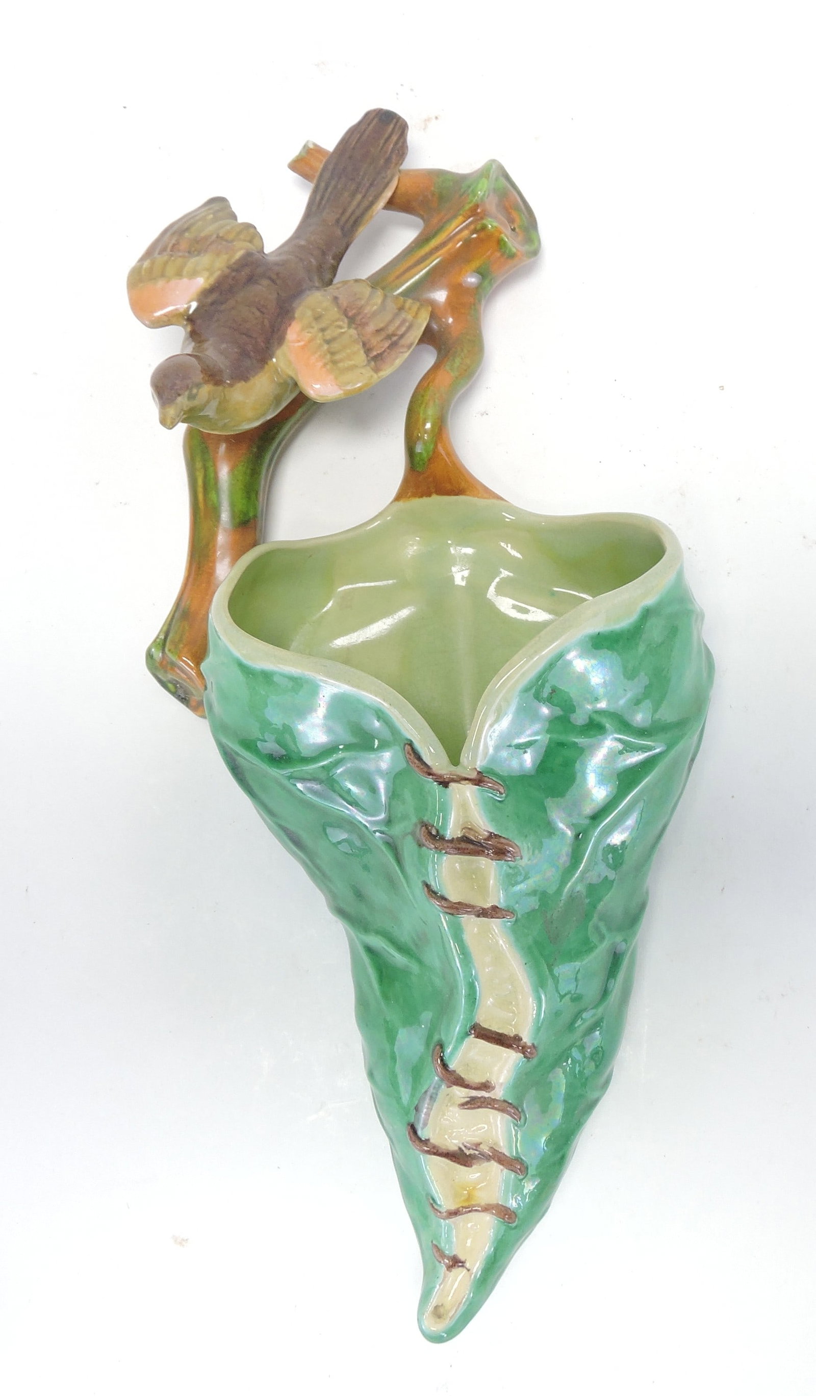 Royal Worcester majolica bird and leaf (1 of 1)