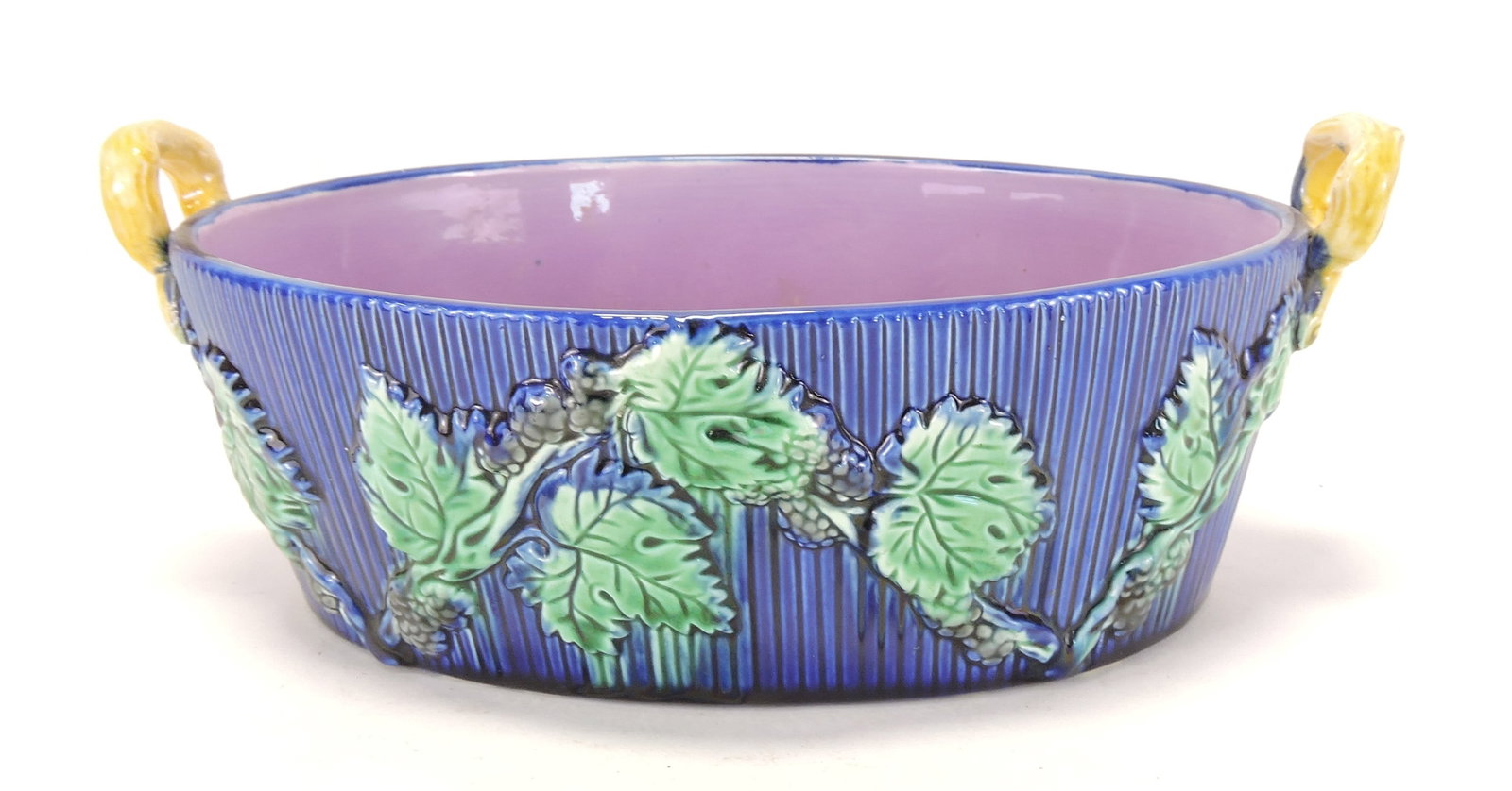 Majolica cobalt oval serving bowl with (1 of 1)