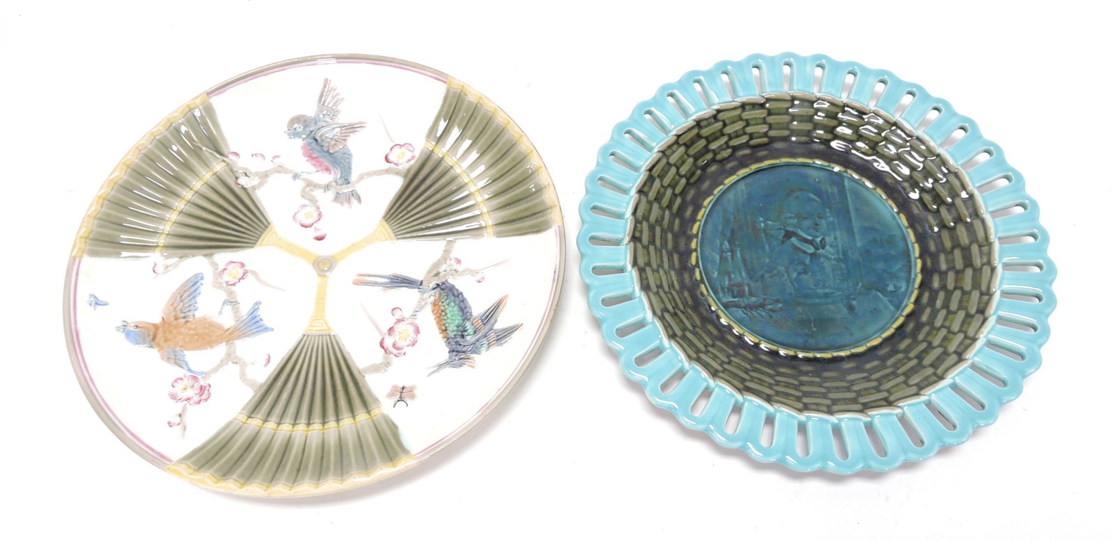 Wedgwood majolica lot of 2 plates, (1 of 1)